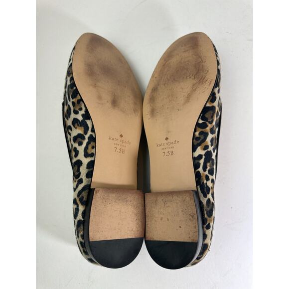 Kate Spade Claudia Leopard Animal Print Flats Brown Black Leather Shoes Size 7.5 - Picture 5 of 11